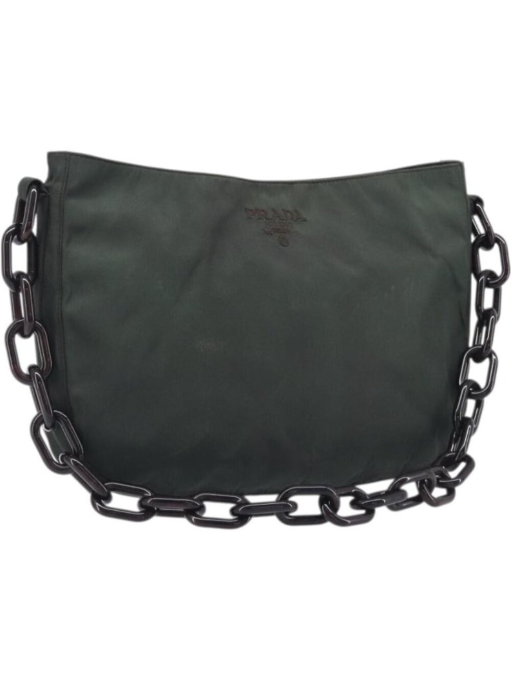 PRADA Chain Shoulder Bag Nylon Green